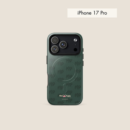 MISS PIGGY MONOGRAM forest green magsafe phone case for iPhone.