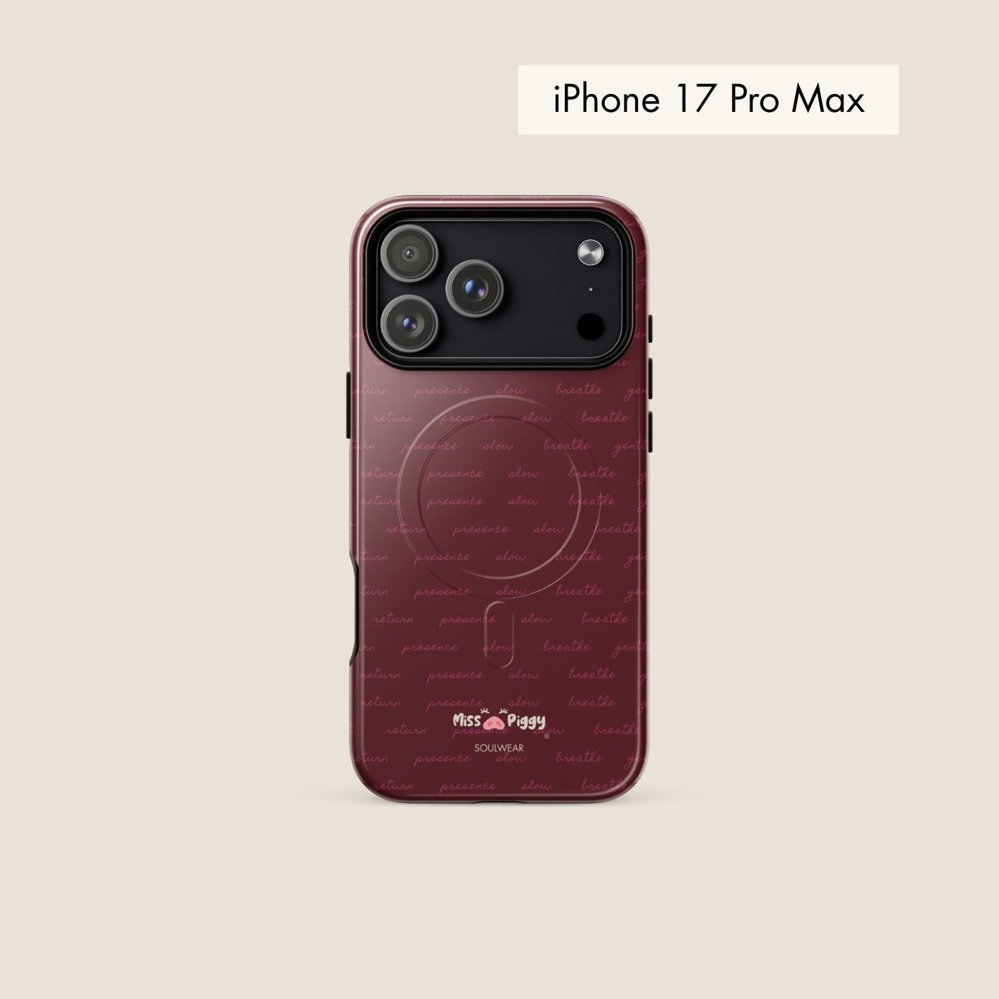 MESSAGE burgundy magsafe phone case for iPhone.
