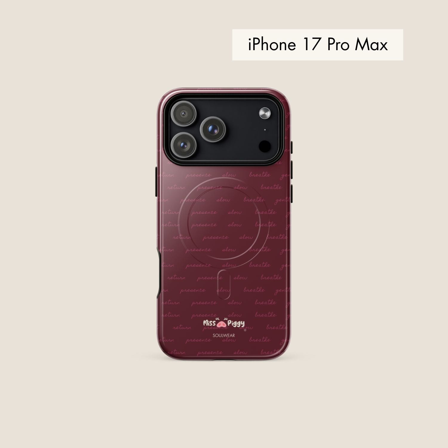 MESSAGE burgundy magsafe phone case for iPhone.