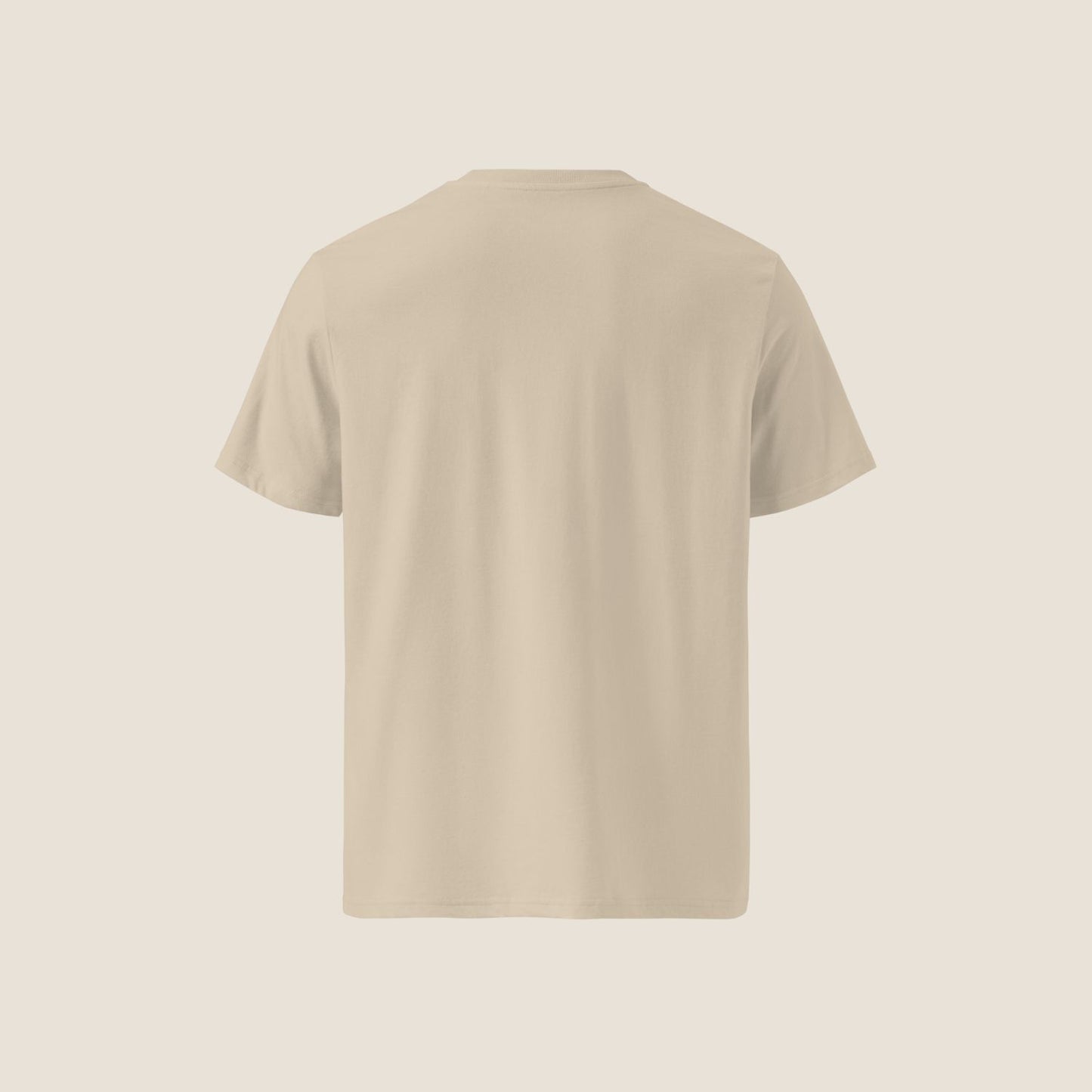 Made To Feel Organic T-Shirt in desert with espresso print.