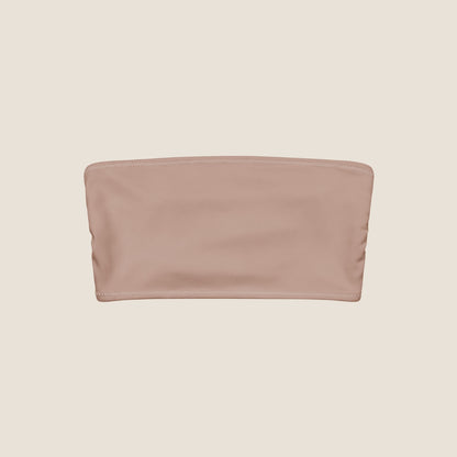 MALVA bandeau bikini top in recycled fabric - soft, minimal and made to move gently with the body. Soulwear for sun and presence.