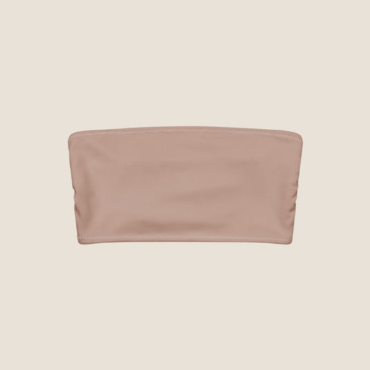 MALVA bandeau bikini top in recycled fabric - soft, minimal and made to move gently with the body. Soulwear for sun and presence.