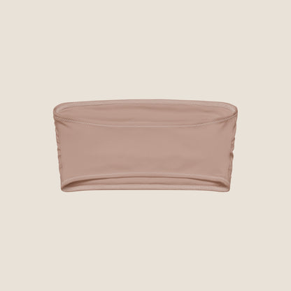 MALVA bandeau bikini top in recycled fabric - soft, minimal and made to move gently with the body. Soulwear for sun and presence.