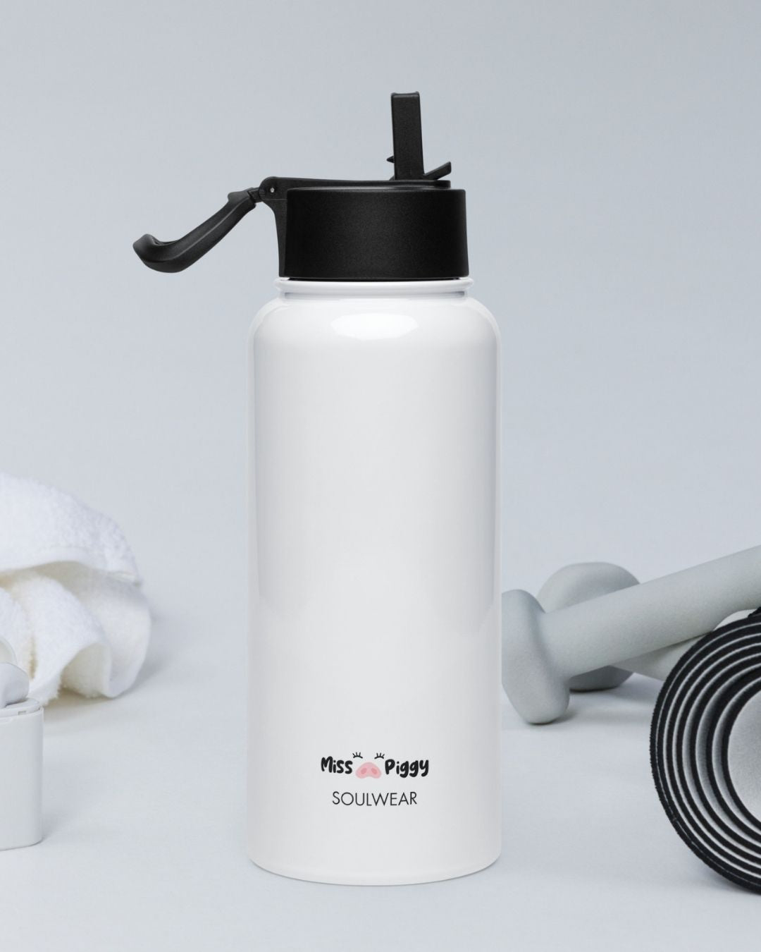 MISS PIGGY Soulwear Go to bottle in glossy white stainless steel by Miss Piggy – Soulwear.