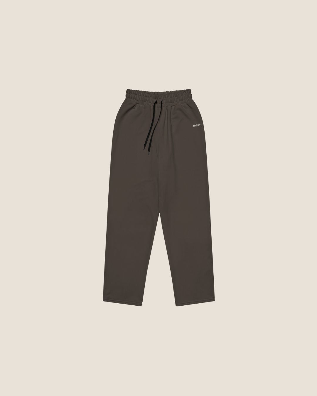 MISS PIGGY BASIC WIDE SWEATPANTS incharcoal with off-white print, made from recycled materials.