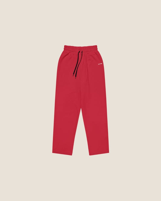 MISS PIGGY BASIC WIDE SWEATPANTS in red with off-white print, made from recycled materials.