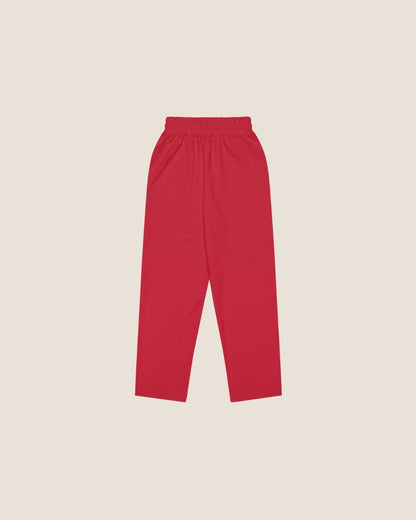 MISS PIGGY BASIC WIDE SWEATPANTS in red with off-white print, made from recycled materials.