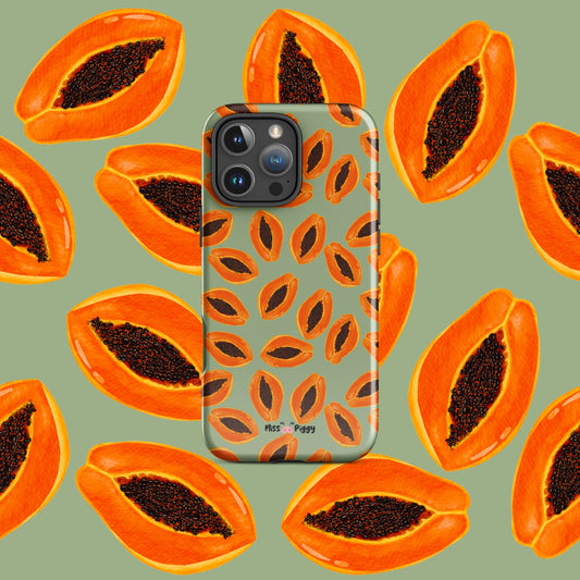 PAPAYA phone case for iPhone with glossy finish and juicy design.