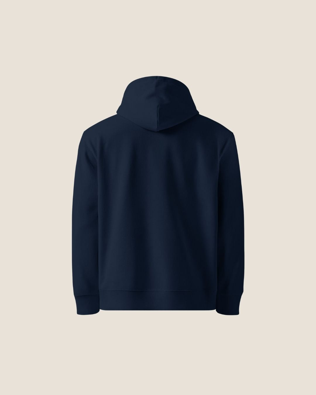 RETURN TO YOU Organic Hoodie in navy with off white print, sustainable comfort made from organic cotton.