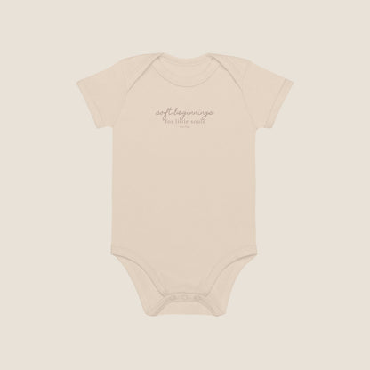 Soft Beginnings organic baby bodysuit in natural colour