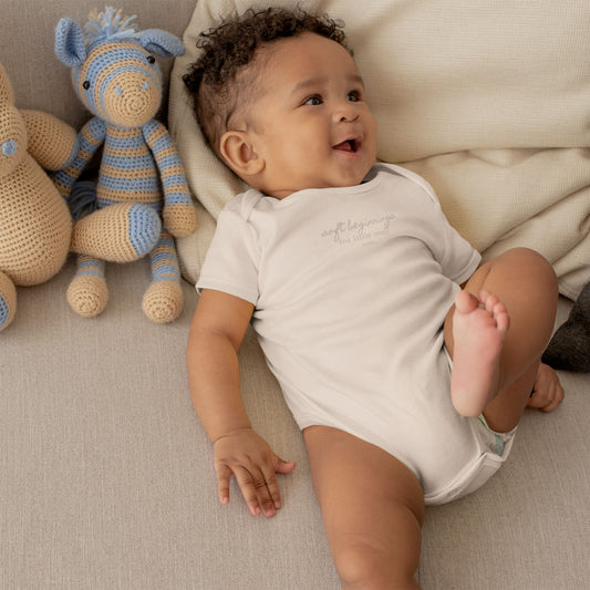 Soft Beginnings organic baby bodysuit in natural colour