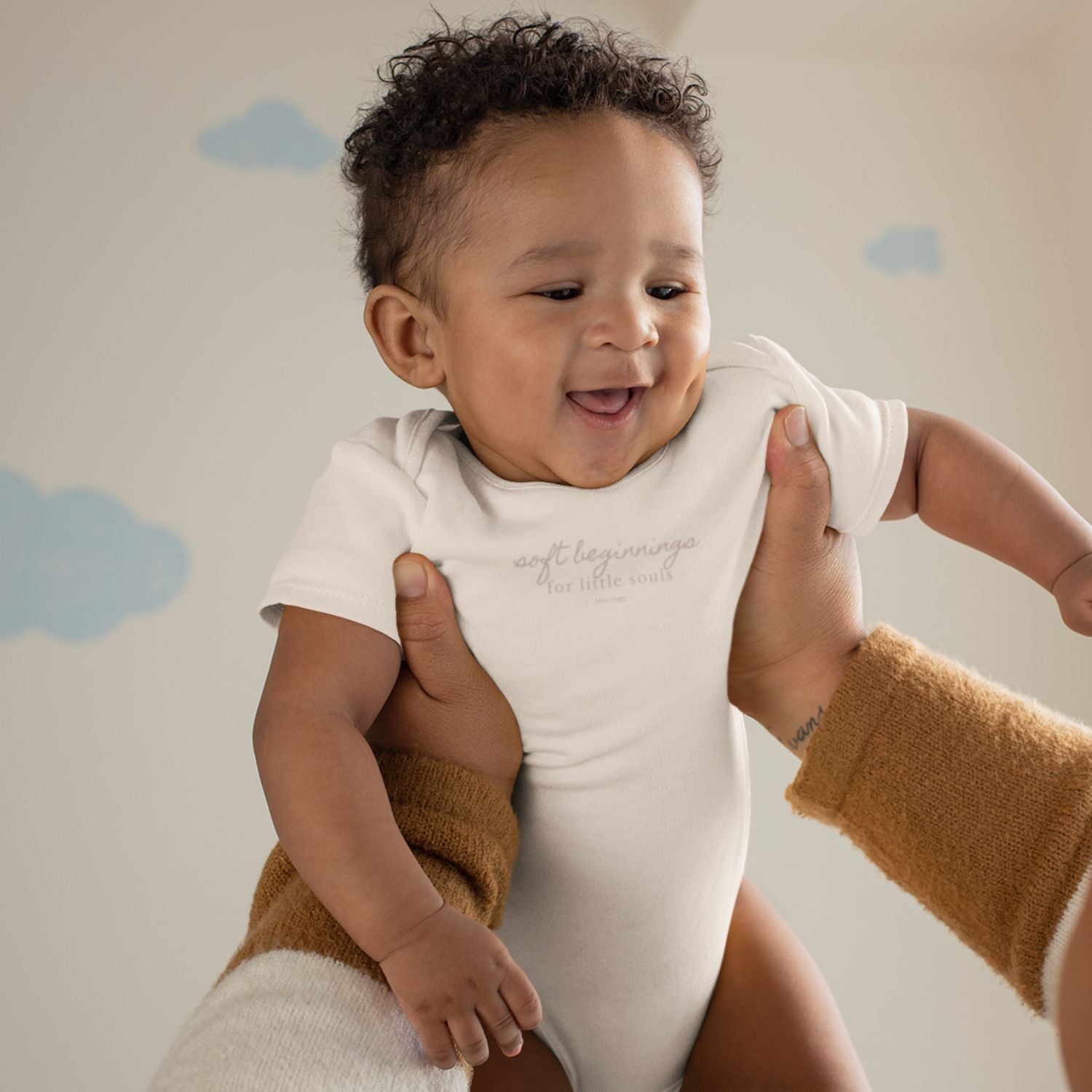 Soft Beginnings organic baby bodysuit in natural colour