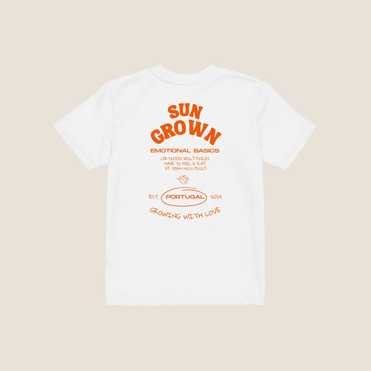 SUN GROW kids organic t-shirt by Miss Piggy – Soulwear Kids tee in white and orange print