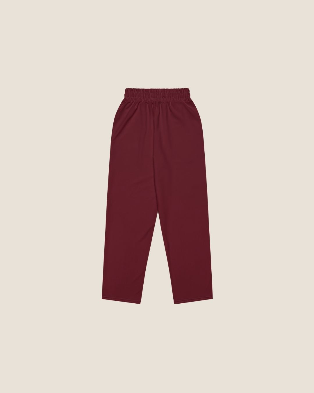 MISS PIGGY BASIC WIDE SWEATPANTS in burgundy with white print, made from recycled materials.