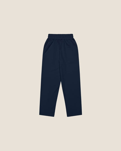 MISS PIGGY BASIC WIDE SWEATPANTS in navy with off-white print, made from recycled materials.